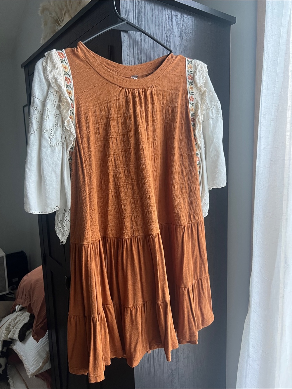 Free People
 Rust Orange Tiered Sleeveless Dress